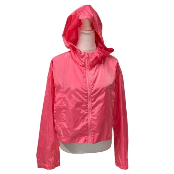ASOS Pink Cropped Long Sleeve Zip Front Lightweight Windbreaker Hoodie Size 2 - Picture 2 of 14